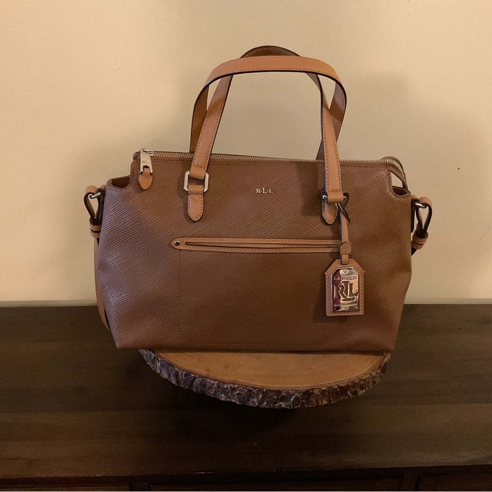 Lauren Ralph Lauren- Lindley-Addie, Satche Handbag Purse, Brown.